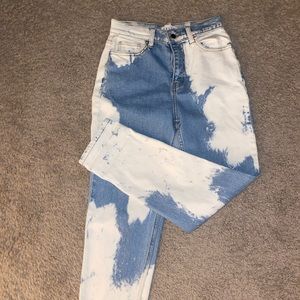 Boutique bleached “mom” jeans. Never worn. Size 1.